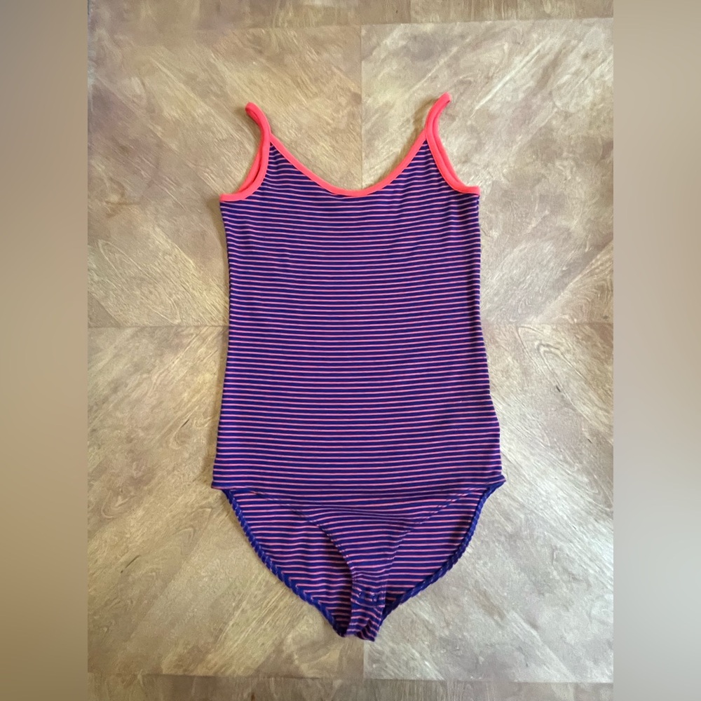 GAP Navy & Red Sleeveless Fitted Bodysuit | Size Medium Tall